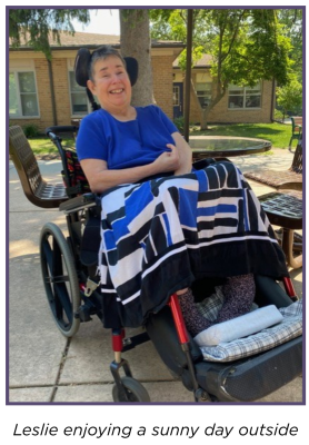 Leslie enjoying a sunny day outside